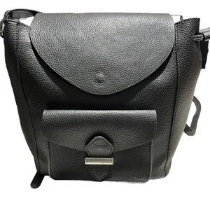 Zara Basics Vegan Leather Drawstring And Snap Black Backpack Used